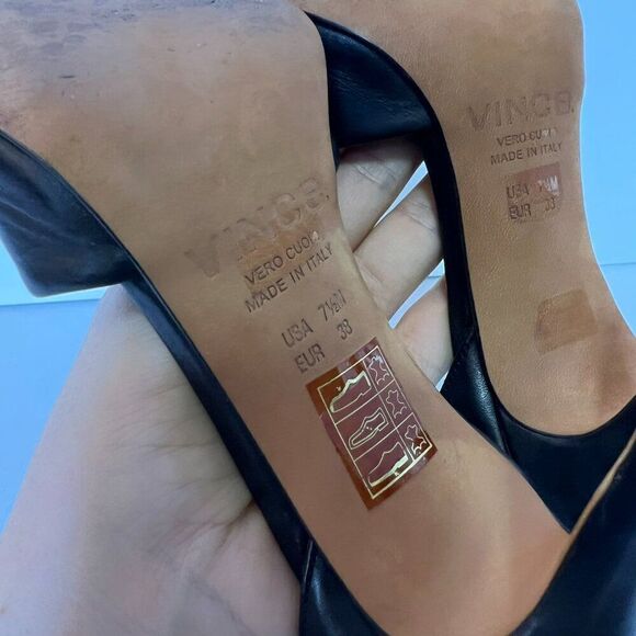 Vince Claire Black Leather D'Orsay Pointed Toe Heels - Picture 7 of 7